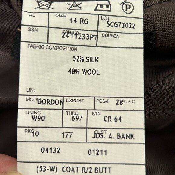 JoS A Bank Blazer Sport Coat Gordon Mens 44 Reg Brown Plaid Silk Wool Two Button - Picture 10 of 15